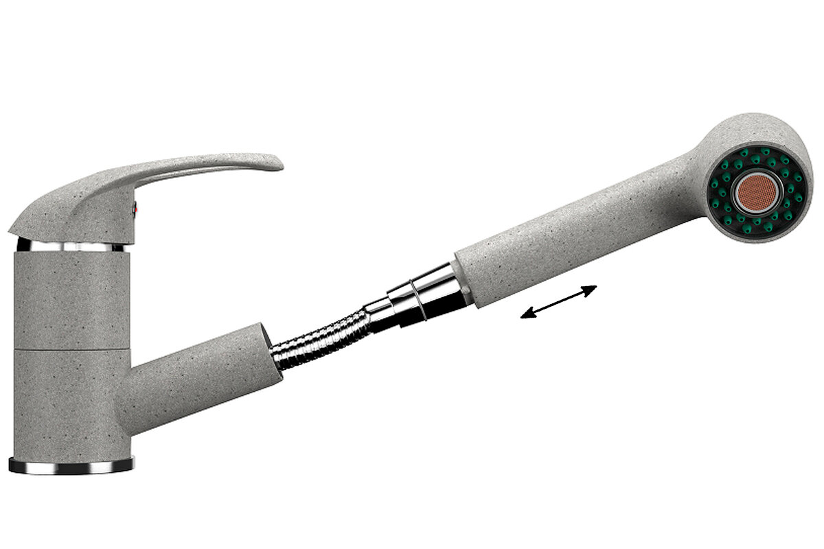 Изображение товара Смеситель для кухни Ulgran U-002 с выдвижным изливом серый матовый