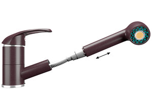 Изображение товара Смеситель для кухни Ulgran U-002 U-002-345, с выдвижным изливом, цвет шоколад матовый