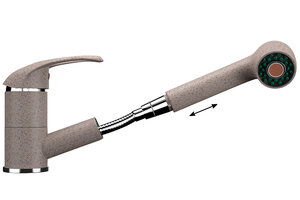 Изображение товара Смеситель для кухни Ulgran U-002 U-002-302, с выдвижным изливом, цвет песочный матовый