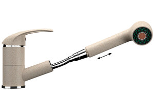 Изображение товара Смеситель для кухни Ulgran U-002-328, с выдвижным изливом, цвет бежевый матовый