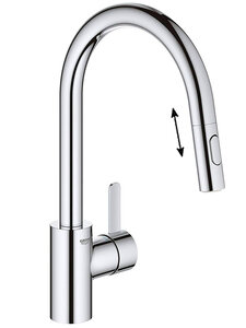 Изображение товара Смеситель для кухонной мойки Grohe Eurosmart Cosmopolitan, 31481001, с вытяжным изливом, хром