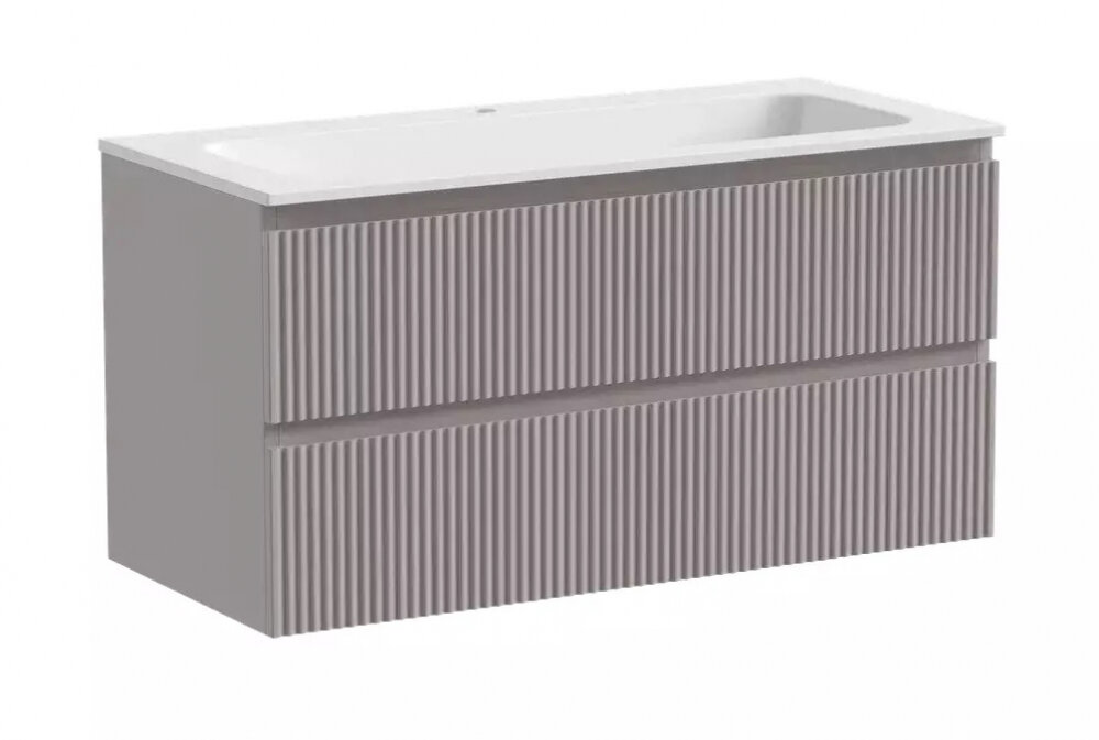 Изображение товара Тумба под раковину Sancos Snob R 100SM Doha Soft - подвесная, 2 ящика, матовая МДФ