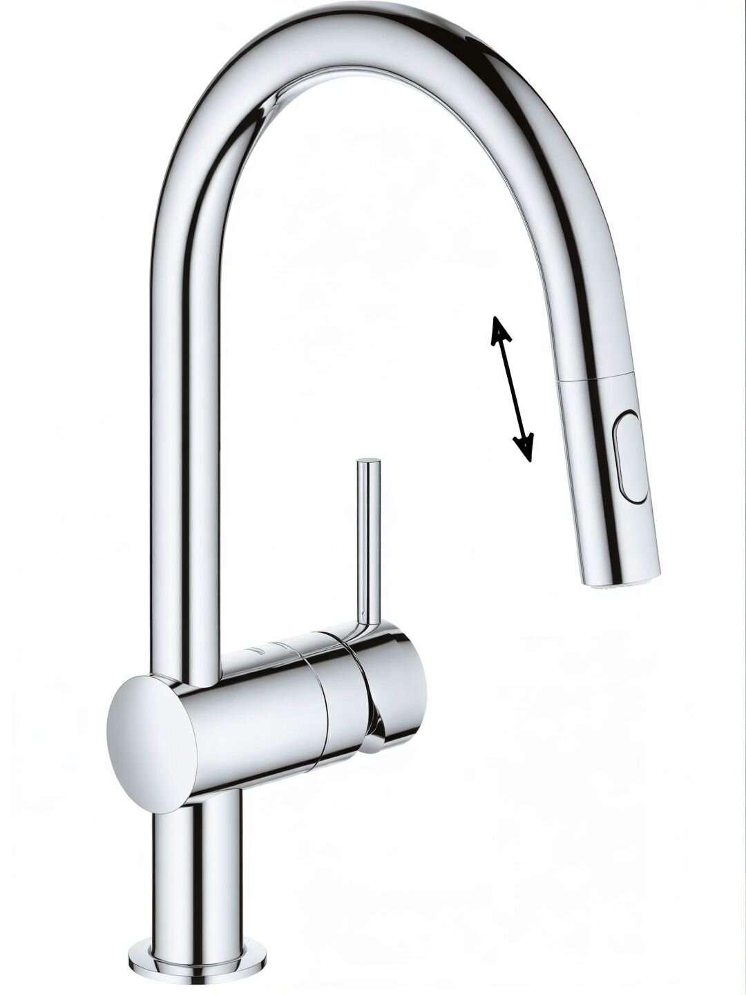 Изображение товара Смеситель для кухонной мойки Grohe Minta, 32321002, с вытяжным изливом, хром Изображение товара Смеситель для кухонной мойки Grohe Minta, 32321002, с вытяжным изливом, хром