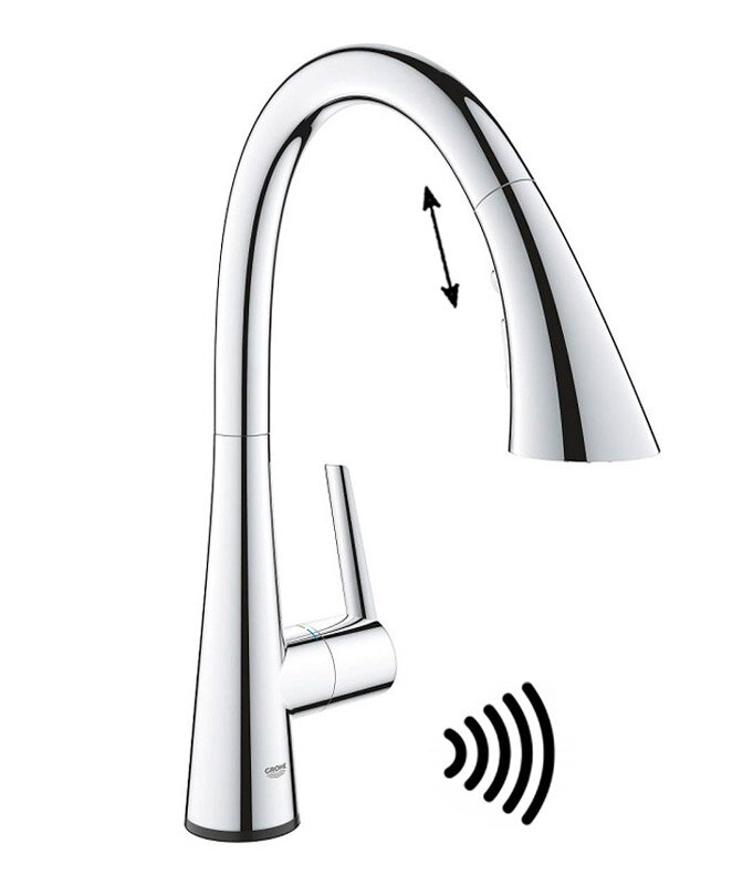 Изображение товара Сенсорный смеситель Grohe Zedra Touch 30219002 для кухни, с вытяжным изливом, хром