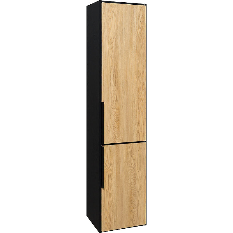 Изображение товара Шкаф-колонна Runo Мальта 35, подвесной, черный/дуб