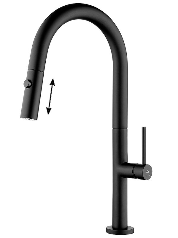 Изображение товара Кухонный смеситель Kaiser Merkur 26466-2 черный матовый с вытягиваемым изливом