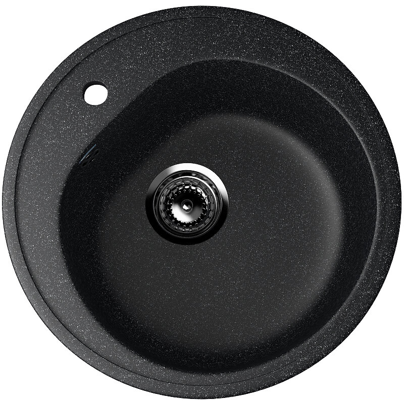 Изображение товара Мойка Ulgran U-101-308 50 см черная с комплектом сливной арматуры