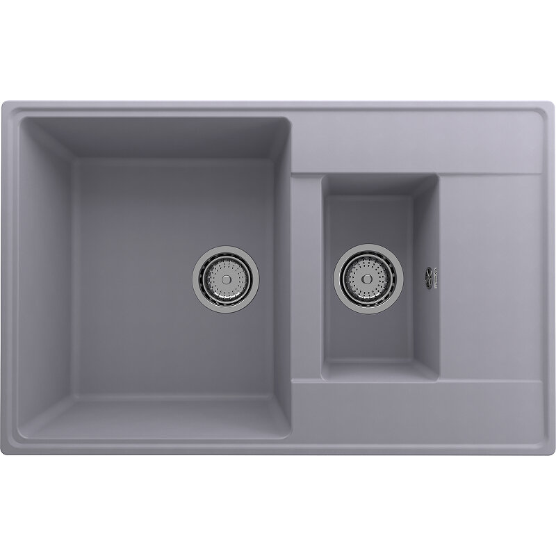 Изображение товара Кухонная мойка Ulgran Quartz Prima 78 см искусственный камень серый двухсекционная