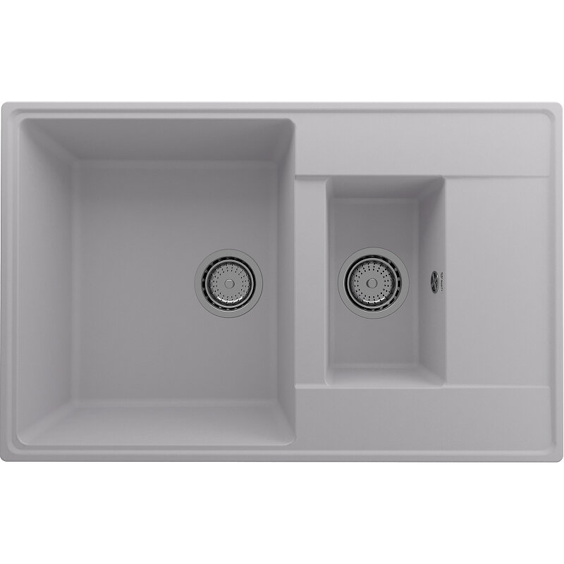 Изображение товара Мойка кухонная Ulgran Quartz Prima 78 см платина двухсекционная Россия