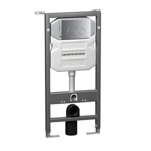 Изображение товара Инсталляция для унитаза Ceramicanova Envision CN1001M с кнопкой смыва Round и креплениями, цвет хром матовый