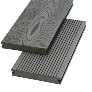 Изображение товара Террасная доска Экодэк ДПК Массив Брайт Тиснение 3D, dt-000423, 13.5 х 300 см, серый дым