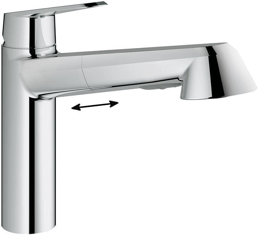 Изображение товара Смеситель Grohe Eurodisc Cosmopolitan 32257002 хром с выдвижной лейкой Изображение товара Смеситель Grohe Eurodisc Cosmopolitan 32257002 хром с выдвижной лейкой