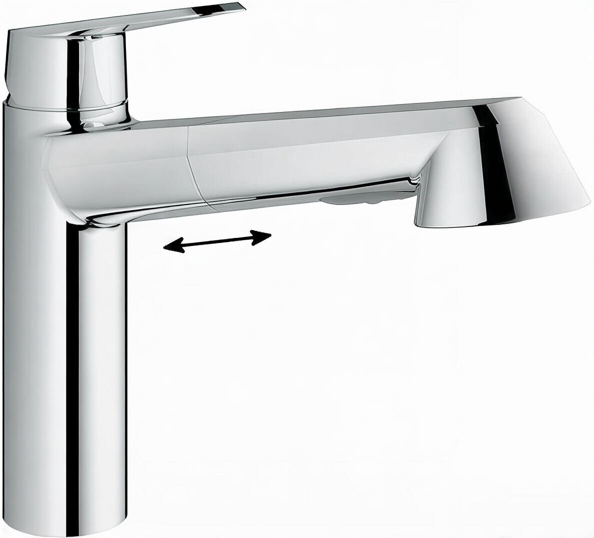 Изображение товара Смеситель Grohe Eurodisc Cosmopolitan 32257002 хром с выдвижной лейкой Изображение товара Смеситель Grohe Eurodisc Cosmopolitan 32257002 хром с выдвижной лейкой