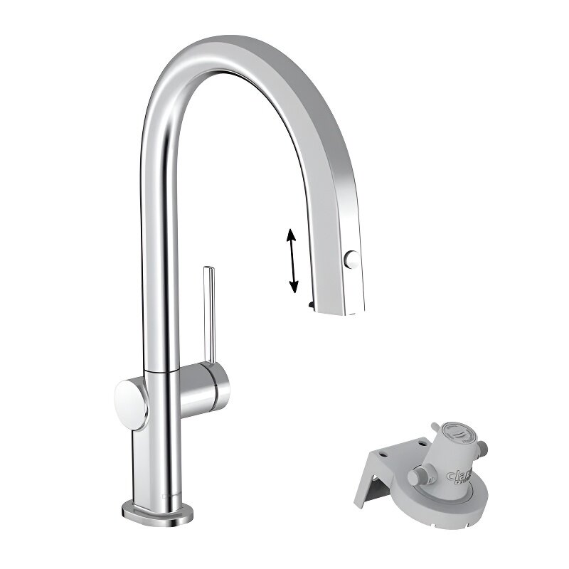 Изображение товара Смеситель для кухонной мойки Hansgrohe Aqittura, 76803000, с вытяжным изливом, с подключением к фильтру, хром Изображение товара Смеситель для кухонной мойки Hansgrohe Aqittura, 76803000, с вытяжным изливом, с подключением к фильтру, хром