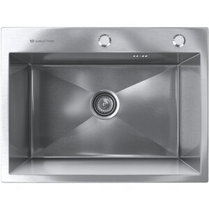 Изображение товара Мойка кухонная Ulgran US-600 US 600-001, 60 см, с дозатором и коландером, цвет брашированная сталь