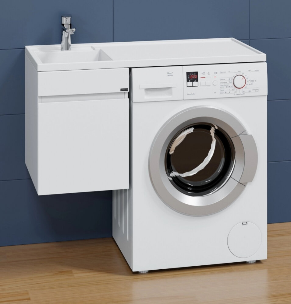 Изображение товара Тумба под раковину Санта Марс 38 см, со стиральной машиной, 1 ящик, подвесная, белый, 700320