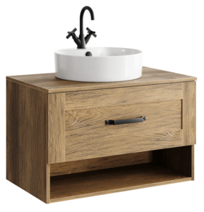 Изображение товара Тумба под раковину Aqwella Craft 80 см подвесная, белый дуб балтийский, CRF0108DB