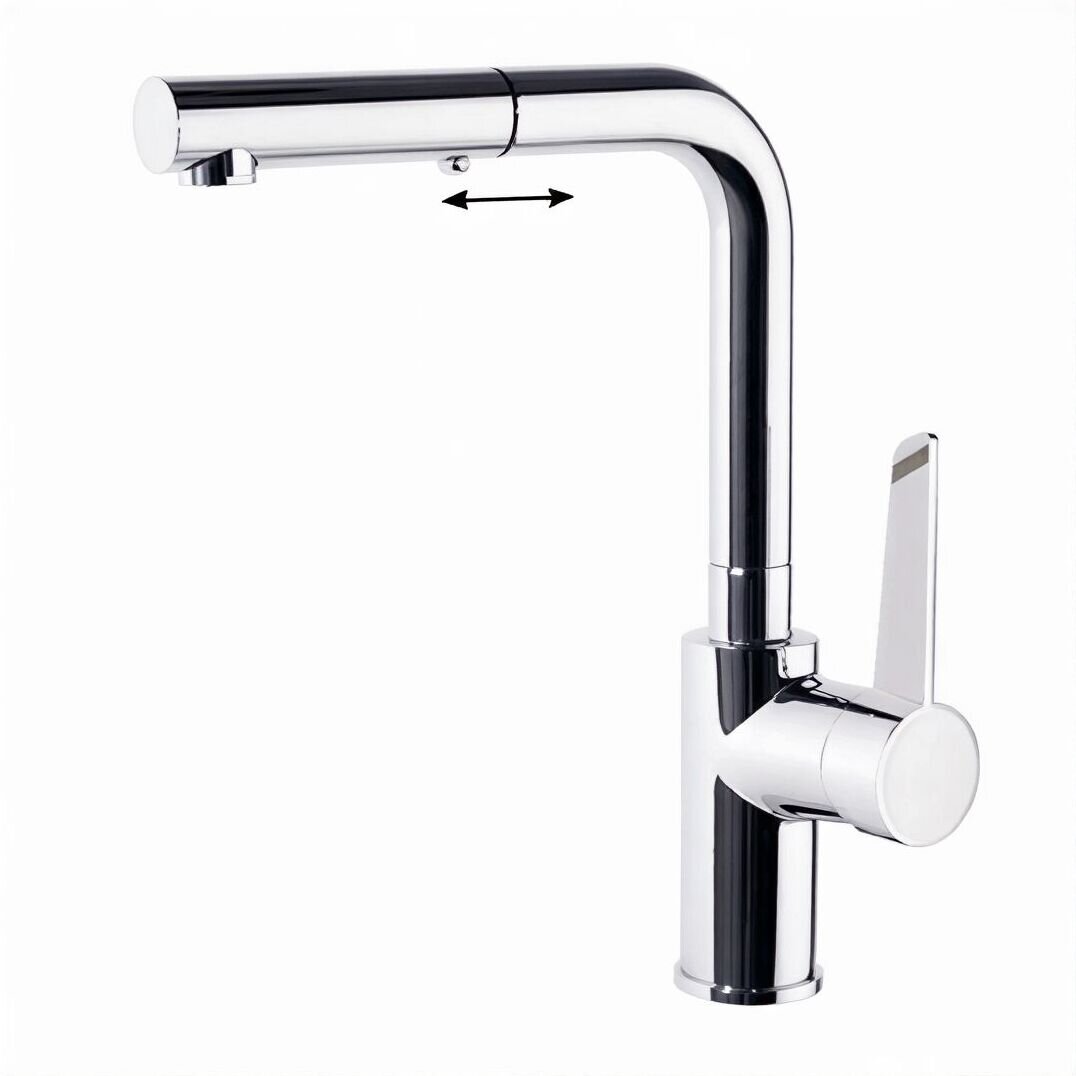 Изображение товара Смеситель для кухонной мойки Ramonsoler Kitchen 381901H1MC, выдвижной излив, цвет хром Изображение товара Смеситель для кухонной мойки Ramonsoler Kitchen 381901H1MC, выдвижной излив, цвет хром