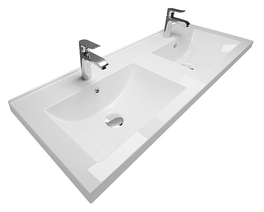 Изображение товара Раковина Marka One Duo Polytitan 120 см с двумя чашами, белая, угловая Изображение товара Раковина Marka One Duo Polytitan 120 см с двумя чашами, белая, угловая