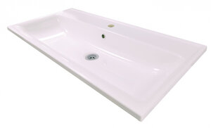 Изображение товара Раковина Marka One Mix Polytitan 100 см белая с переливом