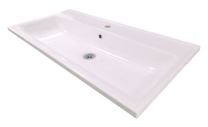 Изображение товара Раковина Marka One Mix Polytitan 90 см белая угловая прямоугольная