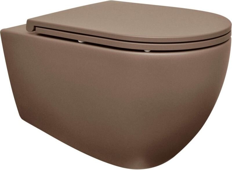 Изображение товара Подвесной безободковый унитаз Isvea Infinity 10NF02001SV-2H/40KF0531I-S, крышка микролифт, коричневый матовый