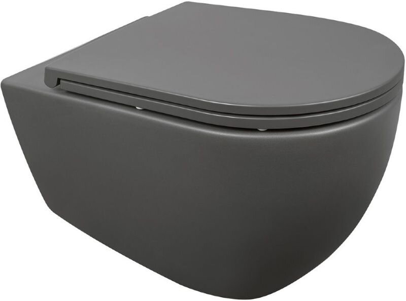 Изображение товара Подвесной безободковый унитаз Isvea Infinity, крышка микролифт, антрацит матовый, 10NF02001-2C/40KF0522I-S