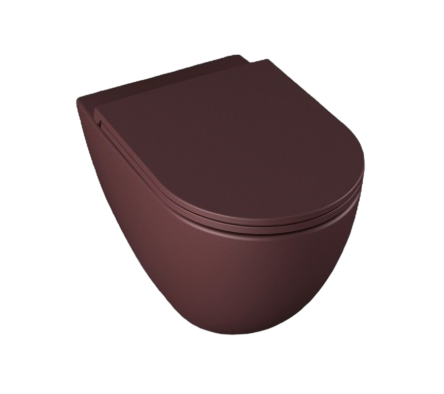 Изображение товара Подвесной безободковый унитаз Isvea Infinity бордовый матовый с микролифтом