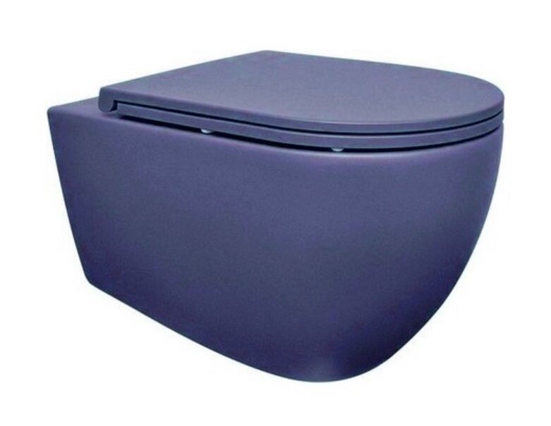Изображение товара Подвесной безободковый унитаз Isvea Infinity, крышка микролифт, синий матовый, 10NF02001-2Z/40KF0544I-S