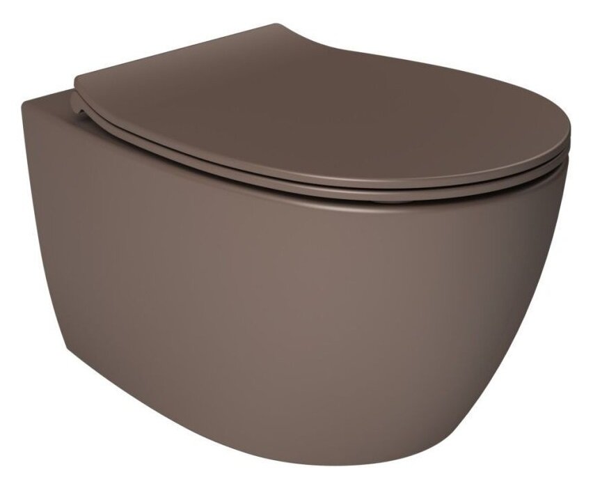 Изображение товара Isvea Sentimenti Neo: подвесной унитаз с крышкой микролифт, коричневый матовый