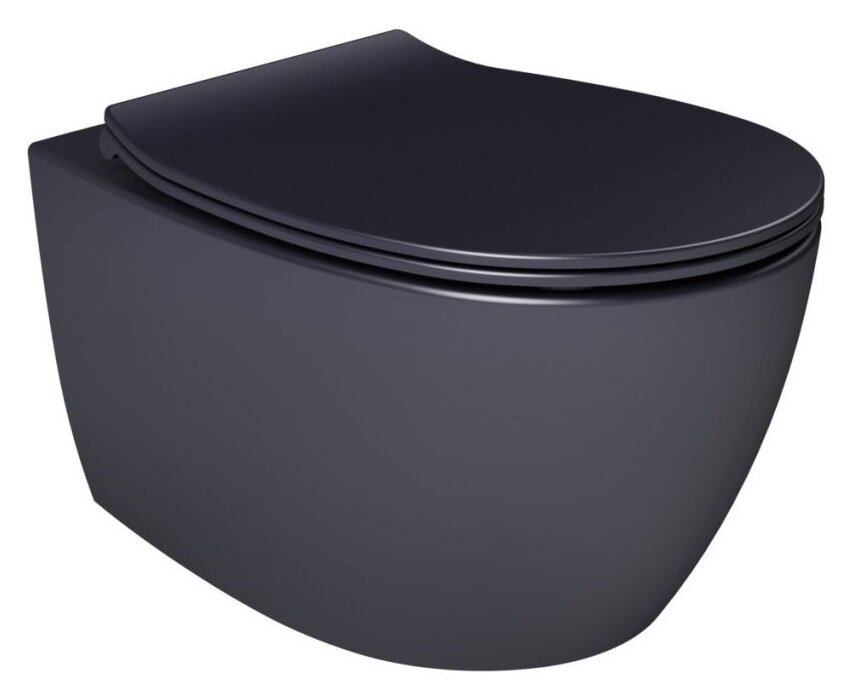 Изображение товара Подвесной безободковый унитаз Isvea Sentimenti Neo с микролифтом и антивсплеском антрацит Матовый