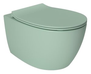 Изображение товара Подвесной безободковый унитаз Isvea Sentimenti Neo мятно-зеленый с микролифтом