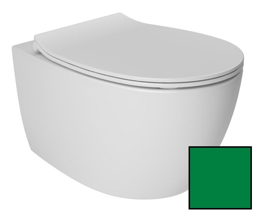Изображение товара Подвесной безободковый унитаз Isvea Sentimenti Neo изумрудный матовый с микролифтом