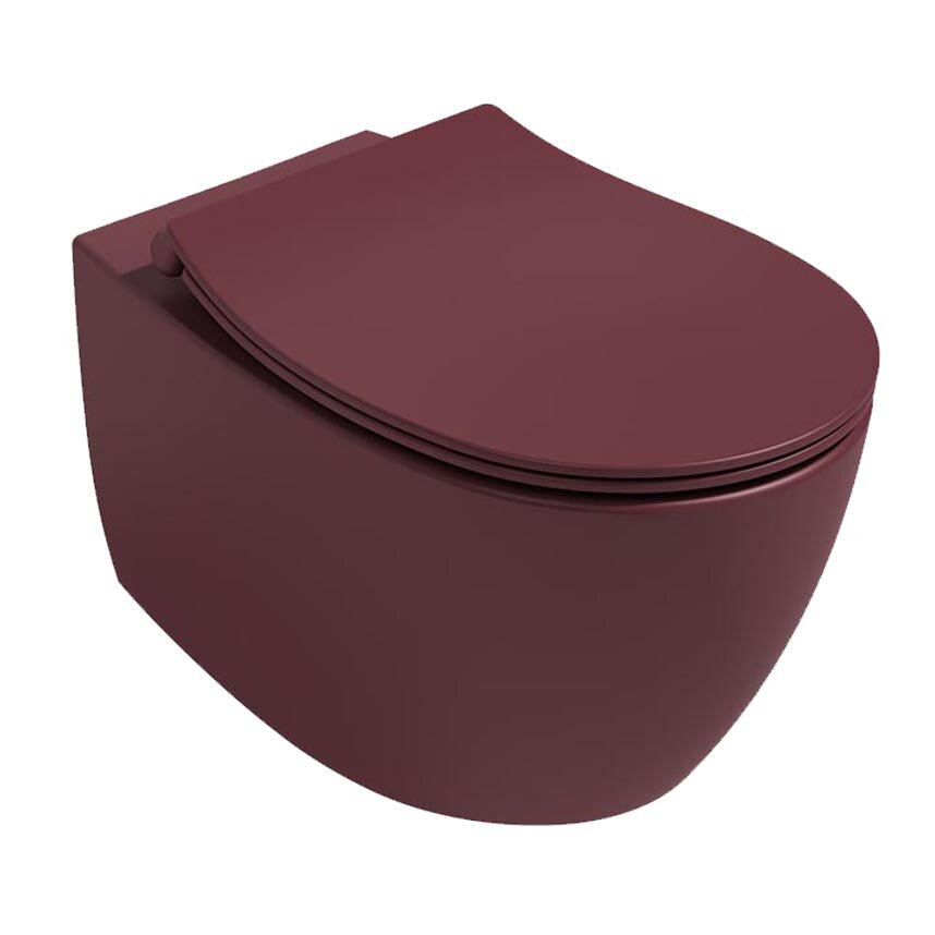 Изображение товара Подвесной безободковый унитаз Isvea Sentimenti Neo с микролифтом бордовый матовый