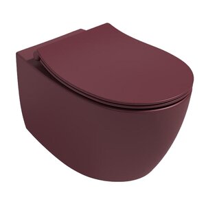 Изображение товара Подвесной безободковый унитаз Isvea Sentimenti Neo с микролифтом бордовый матовый