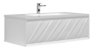 Изображение товара Тумба под раковину Marka One Glace 100 см (верх), подвесная, белый, У73575