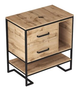 Изображение товара Тумба под раковину 1Marka Grunge Loft 80 см, напольная, дуб вотан, черный матовый, Ц0000005442