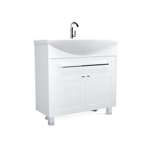 Изображение товара Тумба под раковину 1Marka Lina Classic New 85 см напольная белая с ящиком и дверками