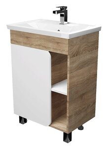 Изображение товара Тумба под раковину 1Marka Nuvo 70 см напольная дуб сонома, белый глянцевый