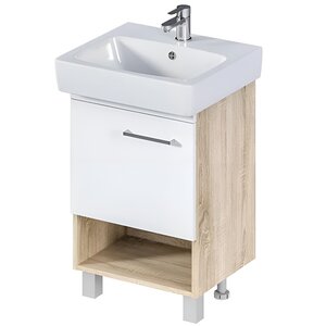 Изображение товара Тумба под раковину 1Marka Tera, 60 см, напольная, дуб сонома, белый глянцевый