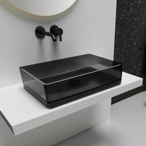 Изображение товара Раковина Abber Kristall AT2803Onyx, 60 х 40 см, накладная, прозрачная, черная