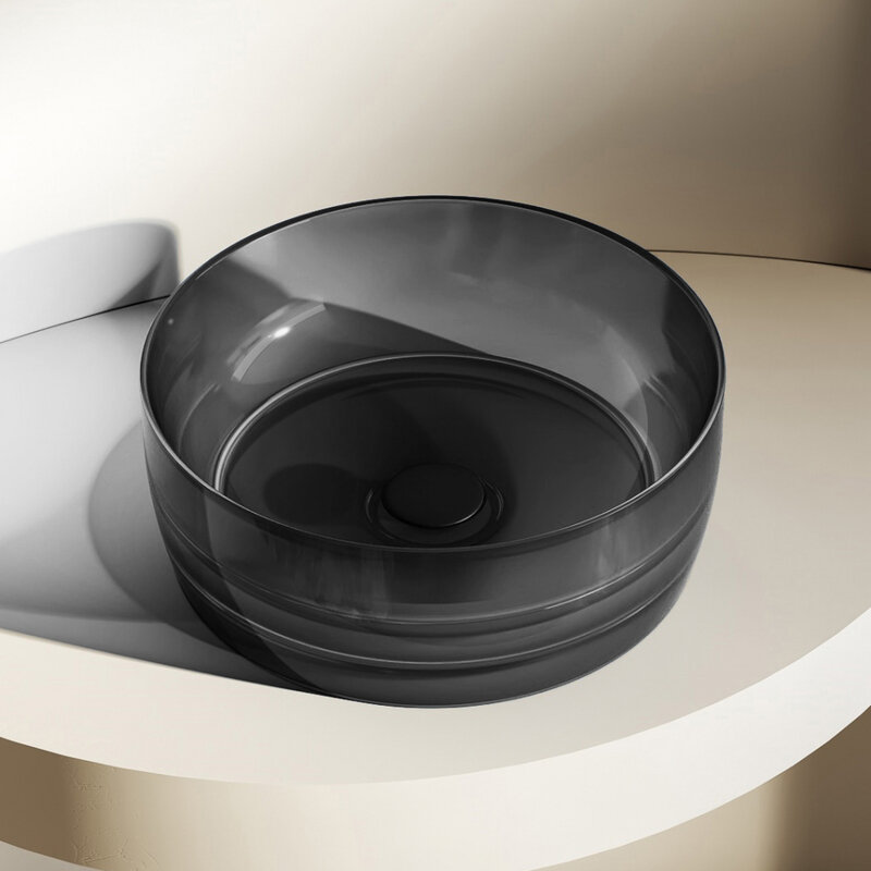 Изображение товара Раковина Abber Kristall AT2804Onyx, 40 х 40 см, накладная, прозрачная, черная