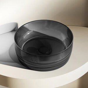 Изображение товара Раковина Abber Kristall AT2804Onyx, 40 х 40 см, накладная, прозрачная, черная