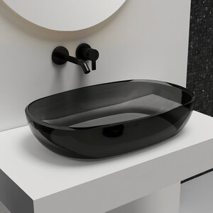 Изображение товара Раковина Abber Kristall AT2805Onyx, 60 х 40 см, накладная, прозрачная, черная