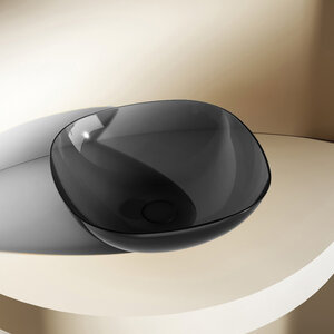 Изображение товара Черная накладная раковина Abber Kristall AT2806Onyx 43x43 см стекло полиэфир