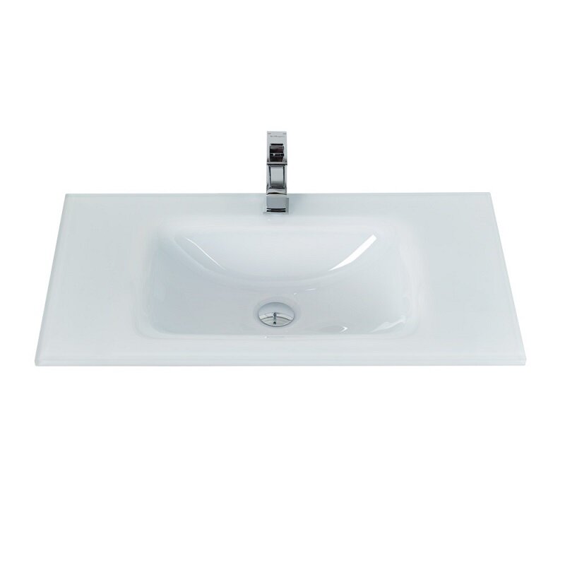 Изображение товара Раковина BelBagno 80 см, стеклянная, накладная, цвет белый, BB810/465-LV-VTR-BL