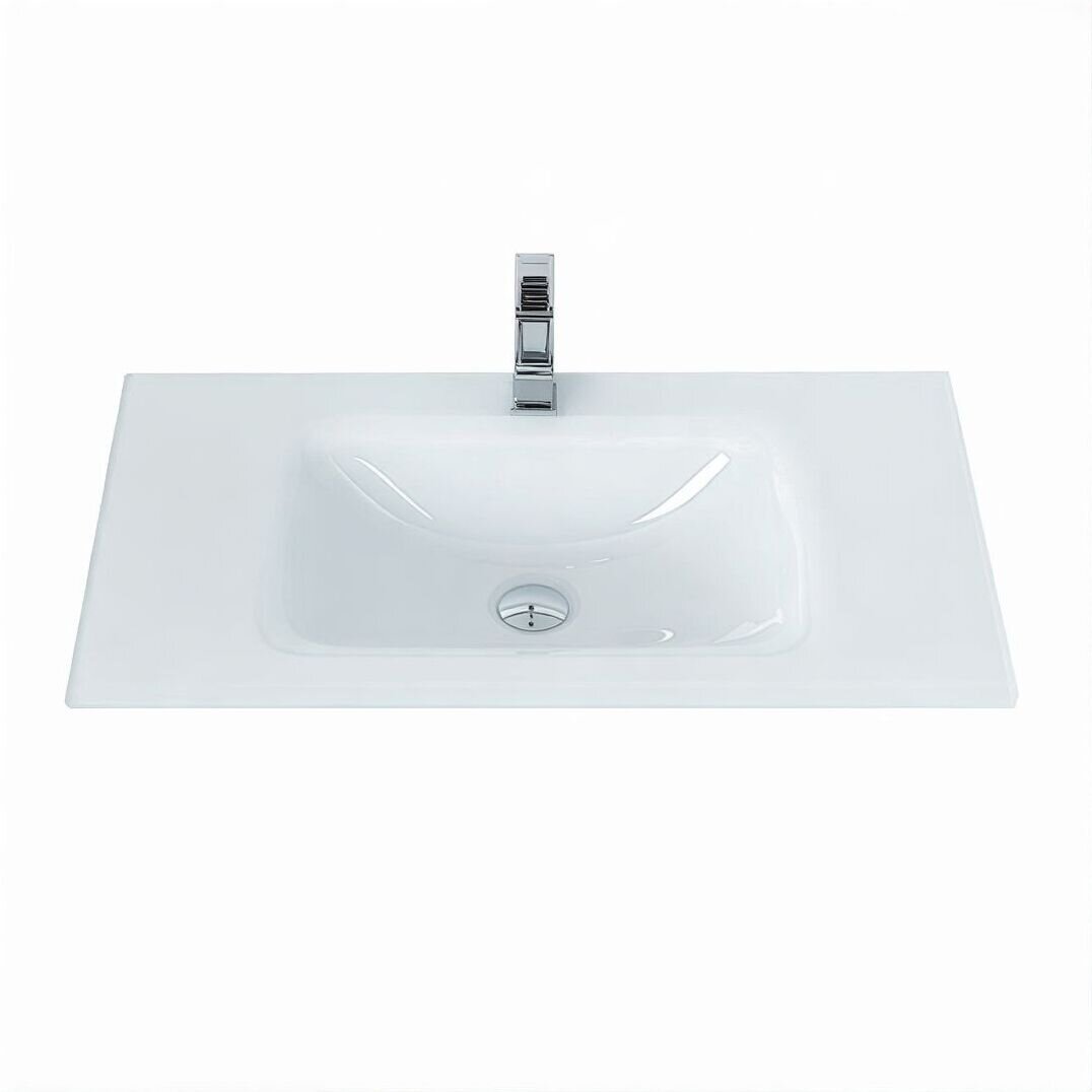 Изображение товара Раковина BelBagno 80 см, стеклянная, накладная, цвет белый, BB810/465-LV-VTR-BL