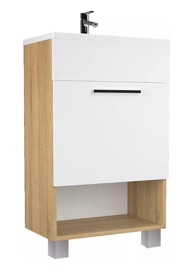 Изображение товара Тумба с раковиной 1Marka July 50 см, 1 дверь, напольная, дуб сонома, У85933