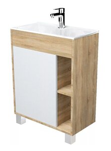 Изображение товара Тумба с раковиной 1Marka Lido 60 см, 1 дверь, напольная, дуб сонома, У83300