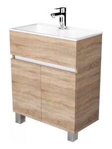 Изображение товара Тумба с раковиной 1Marka Mira 60 см, 2 двери, подвесная, дуб сонома, У83303